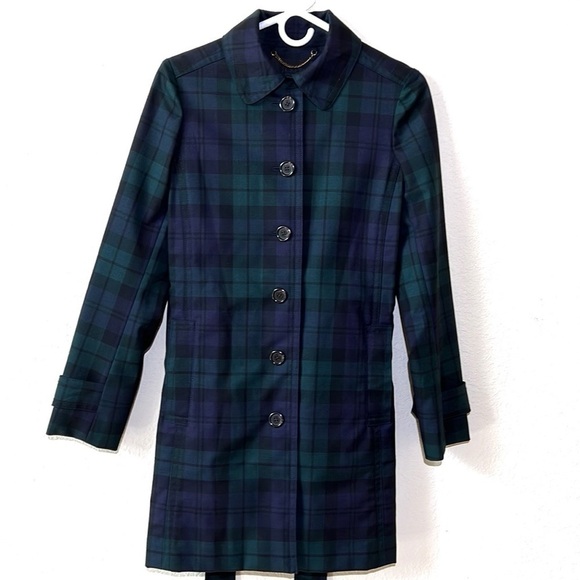 J Crew Collection Tartan Plaid Jacket Trench Coat wool - Picture 3 of 9